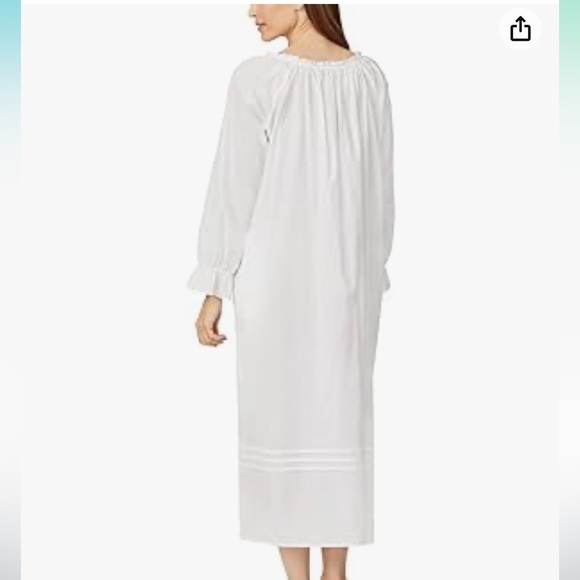 Eileen west Olivia long poet night gown cotton Rayon white dress size medium new - Picture 2 of 12